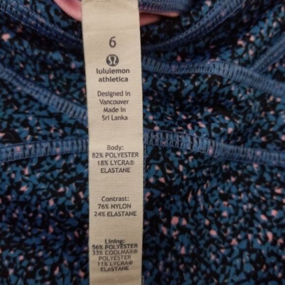 Lululemon Free Flow Crop Leggings Size 6 Flashback Static Powder Pink Kayak Blue - Picture 5 of 7